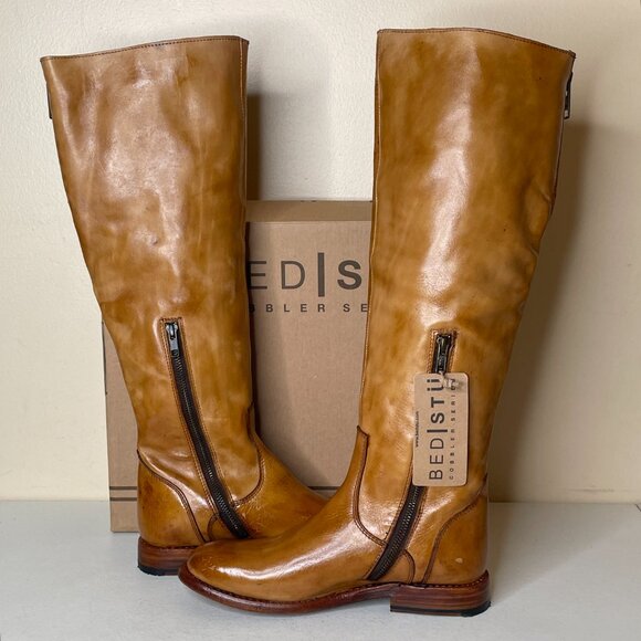 BED STU Tess Distressed Tan Leather Tall Riding Boots BedStu Size 8.5 - Picture 2 of 16